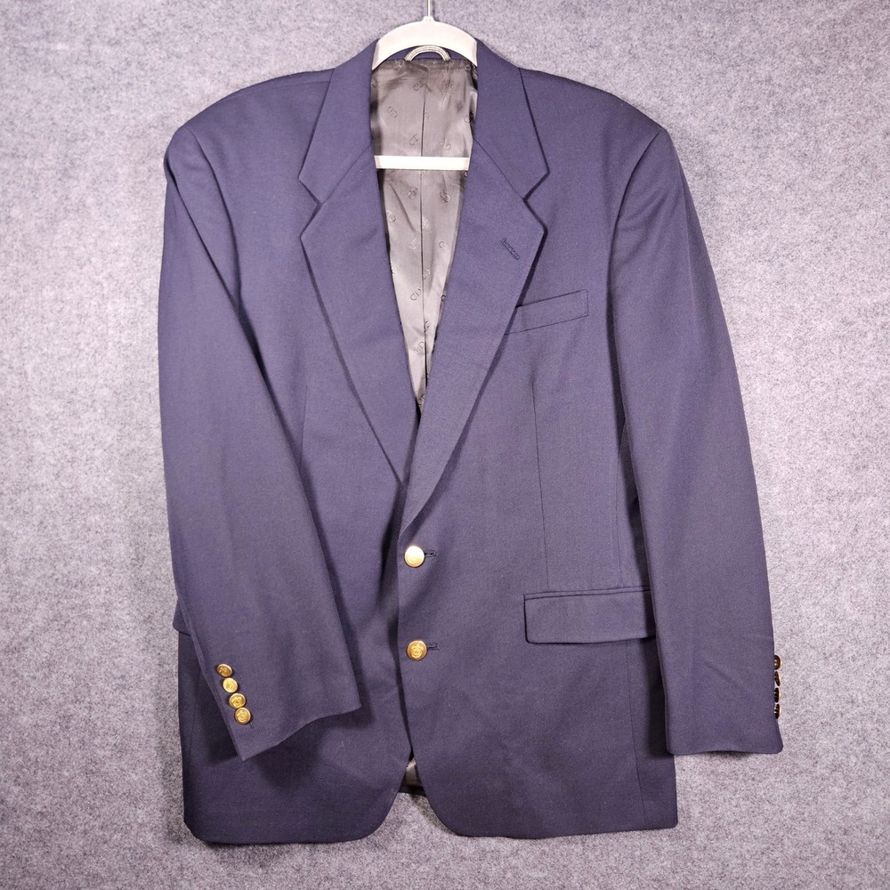 VTG Christian Dior Mens Navy Blazer Gold Crest Buttons Le Connaisseur 42R READ